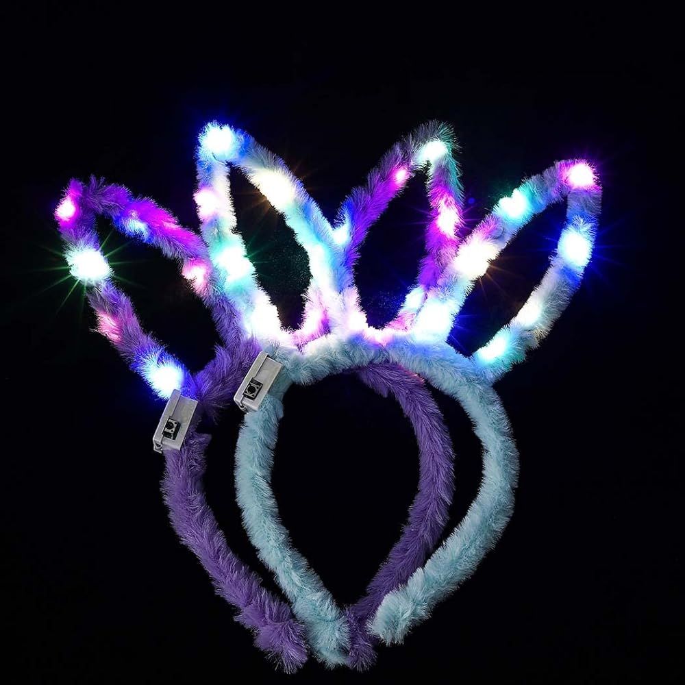 Light Up Headbands LED Bunny Ears Head bands Luminous Headdress Party Hair Accessories for Women ... | Amazon (US)