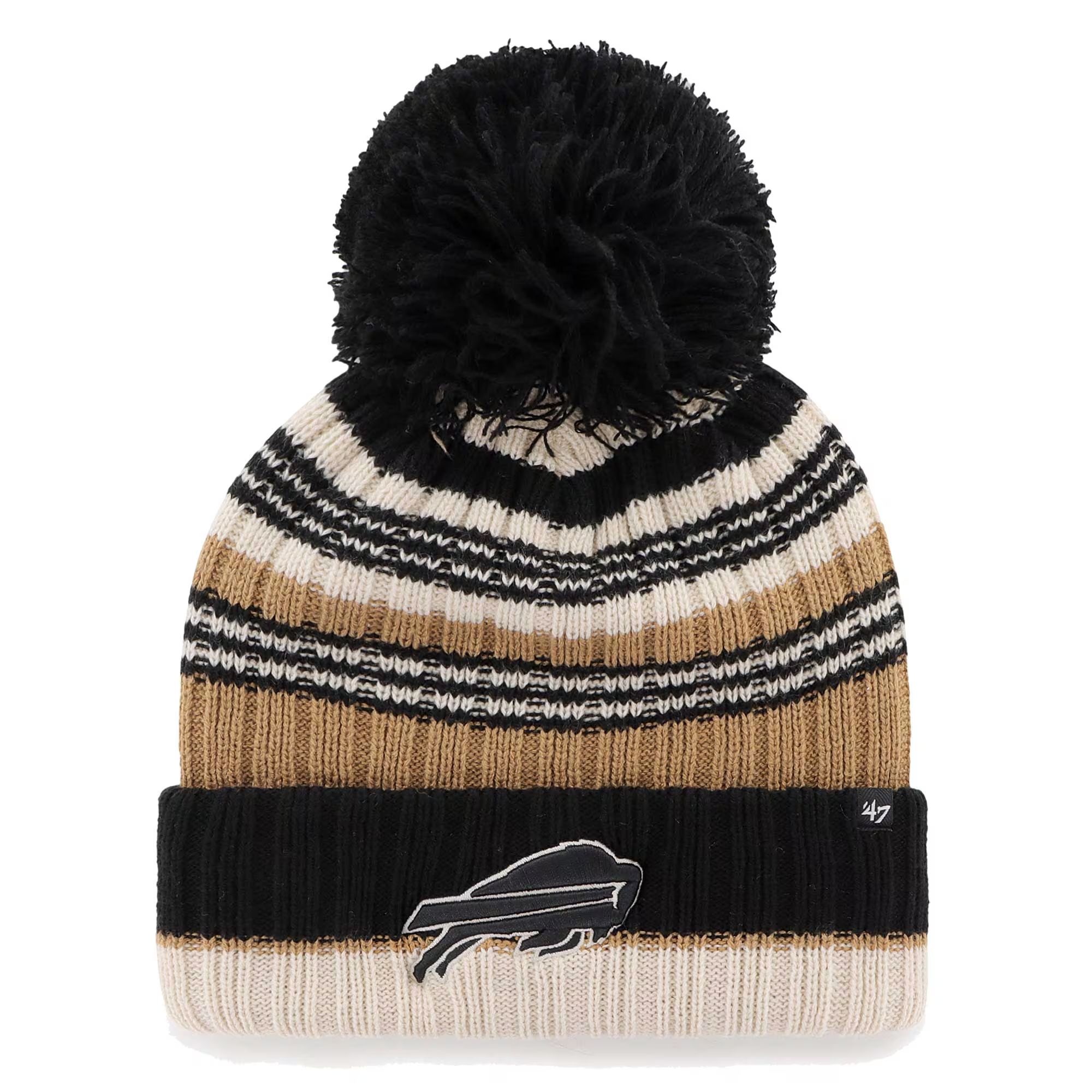 Women's Buffalo Bills '47 Natural Barista Cuffed Knit Hat with Pom | NFL Shop
