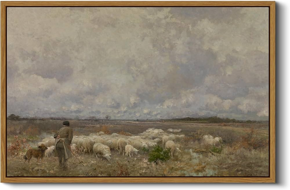 ARPEOTCY Vintage Framed Sheep Wall Art Decor, Bedroom Kitchen Country Farmhouse Paintings Wall De... | Amazon (US)