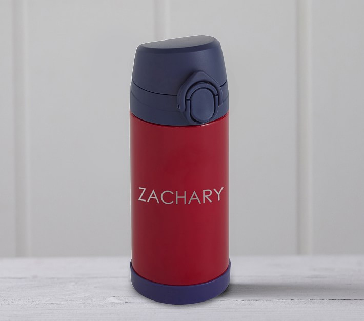 Mackenzie Red Navy Trim Solid Water Bottle | Pottery Barn Kids