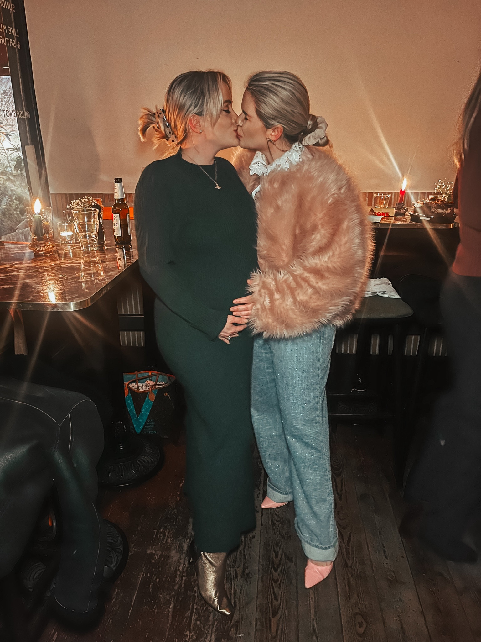 Megan’s dark green maternity dress is in the sale - super comfy and long, great for colder weather. & her gold boots are also in the sale! Whitney’s diamanté jeans are our new favs! 

#LTKuk #LTKwinter #LTKmaternity