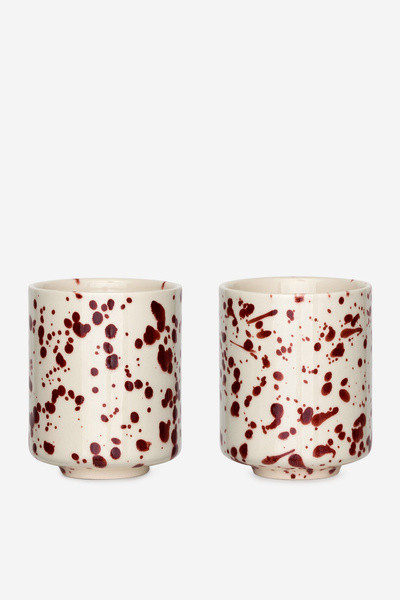 Stoneware Cups Set of 2 – Off White/Red – ARKET GB | Arket UK