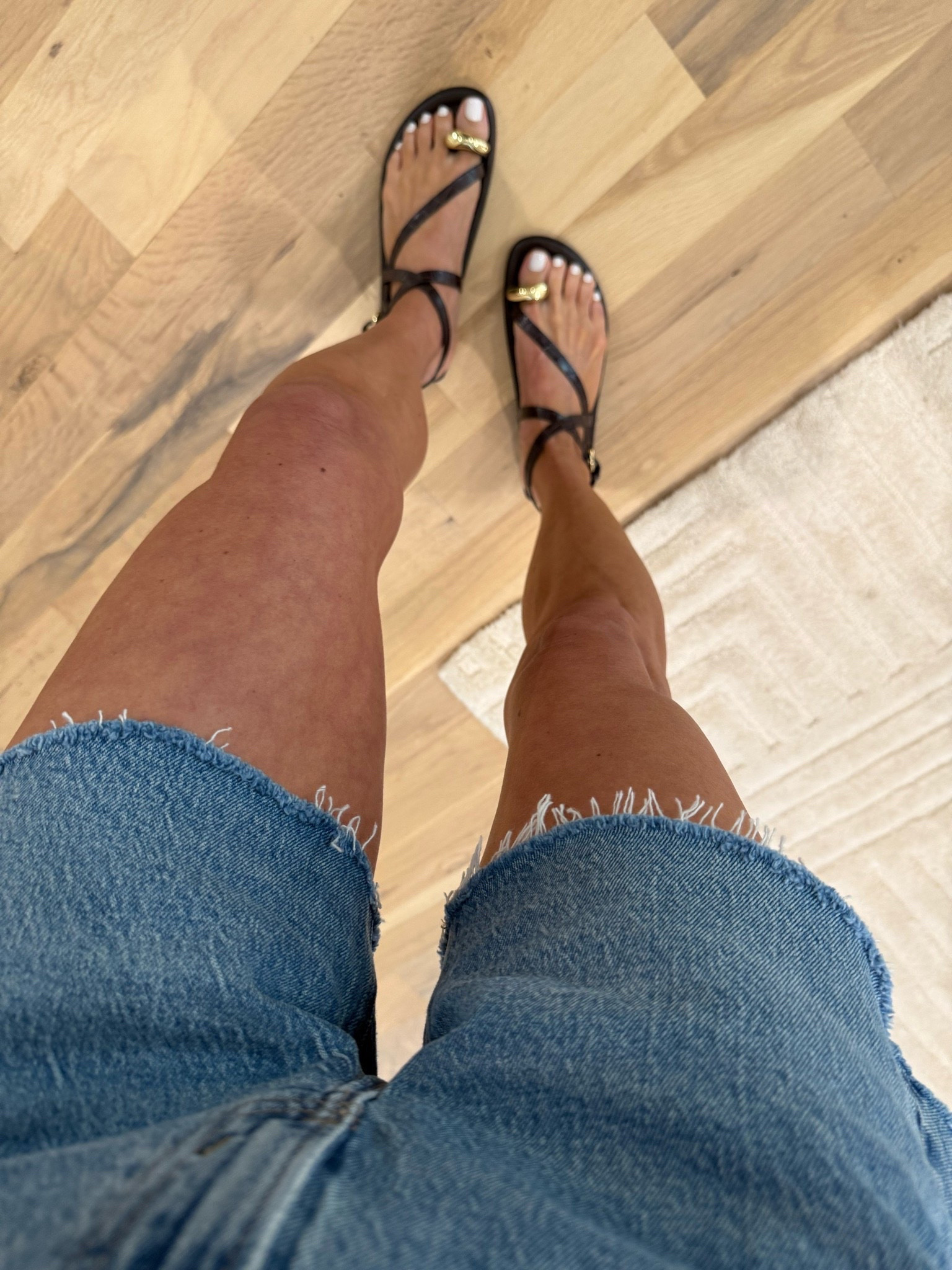 Denim shorts size 23 on sale sandals on sale summer outfit

#LTKPetite #LTKSaleAlert