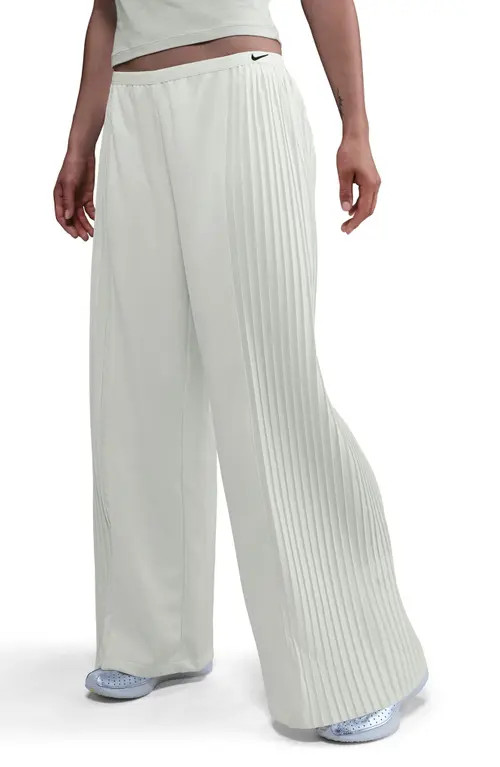 Nike Pleated Wide Leg Pants in Sail/Black at Nordstrom, Size Small | Nordstrom