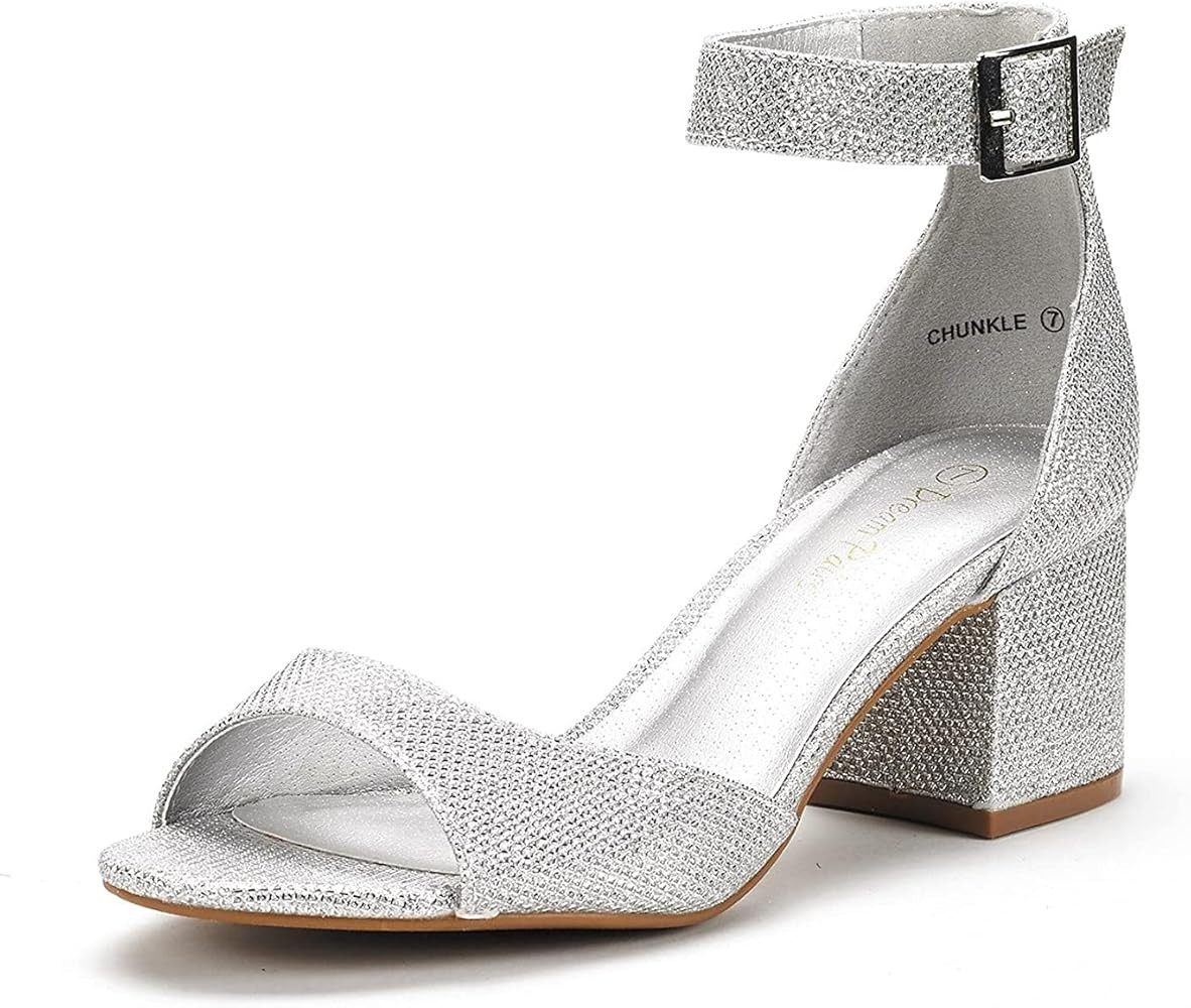 DREAM PAIRS Women's Chunkle Low Heel Pump Sandals | Amazon (US)