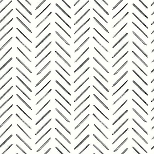 York Wallcoverings CV4454 Painted Herringbone Black on Eggshell White | Amazon (US)