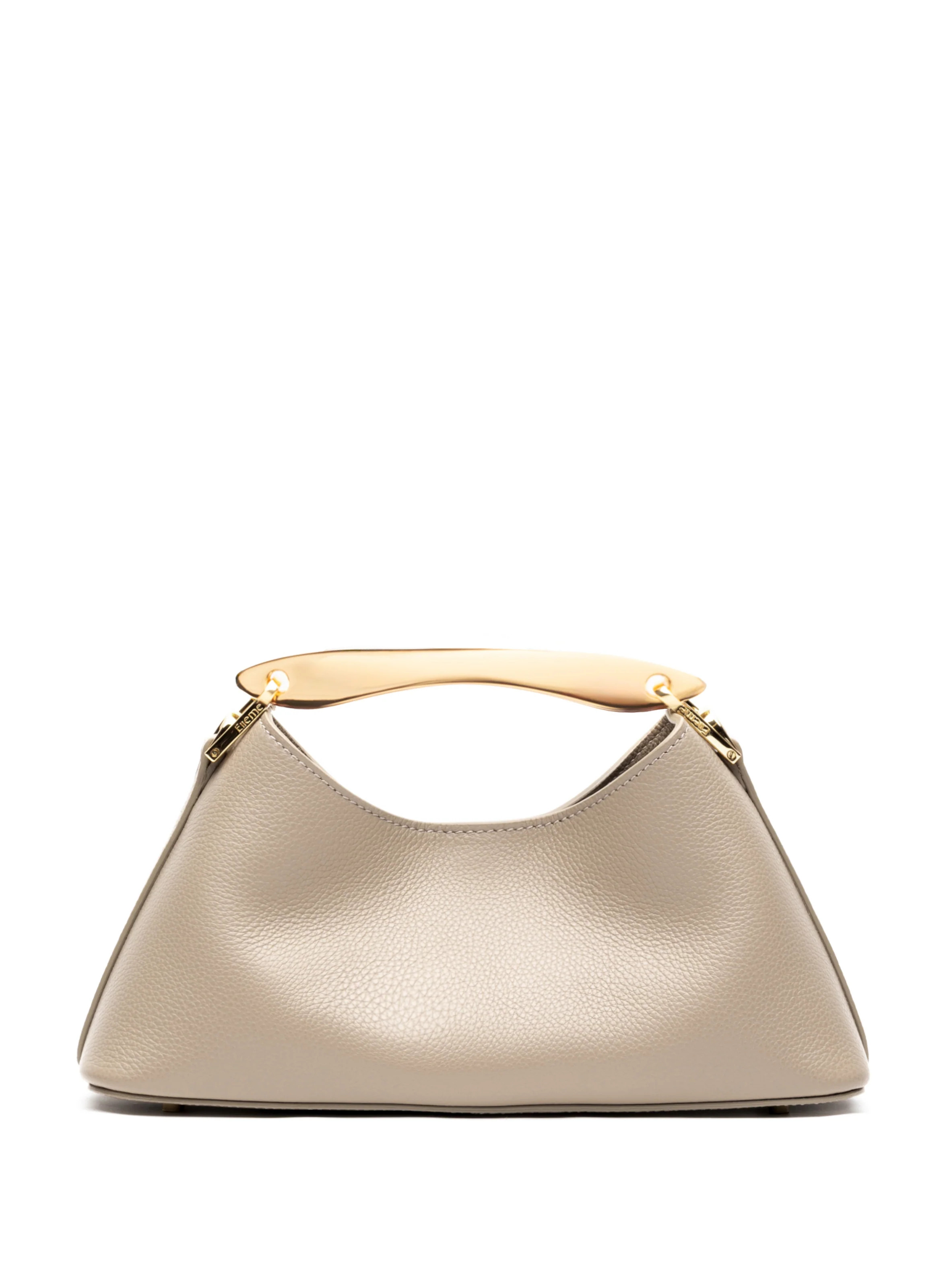 Mini Boomerang Pebbled Leather Taupe Gold Handel - Women's Small and Mini Bags - Elleme | Elleme