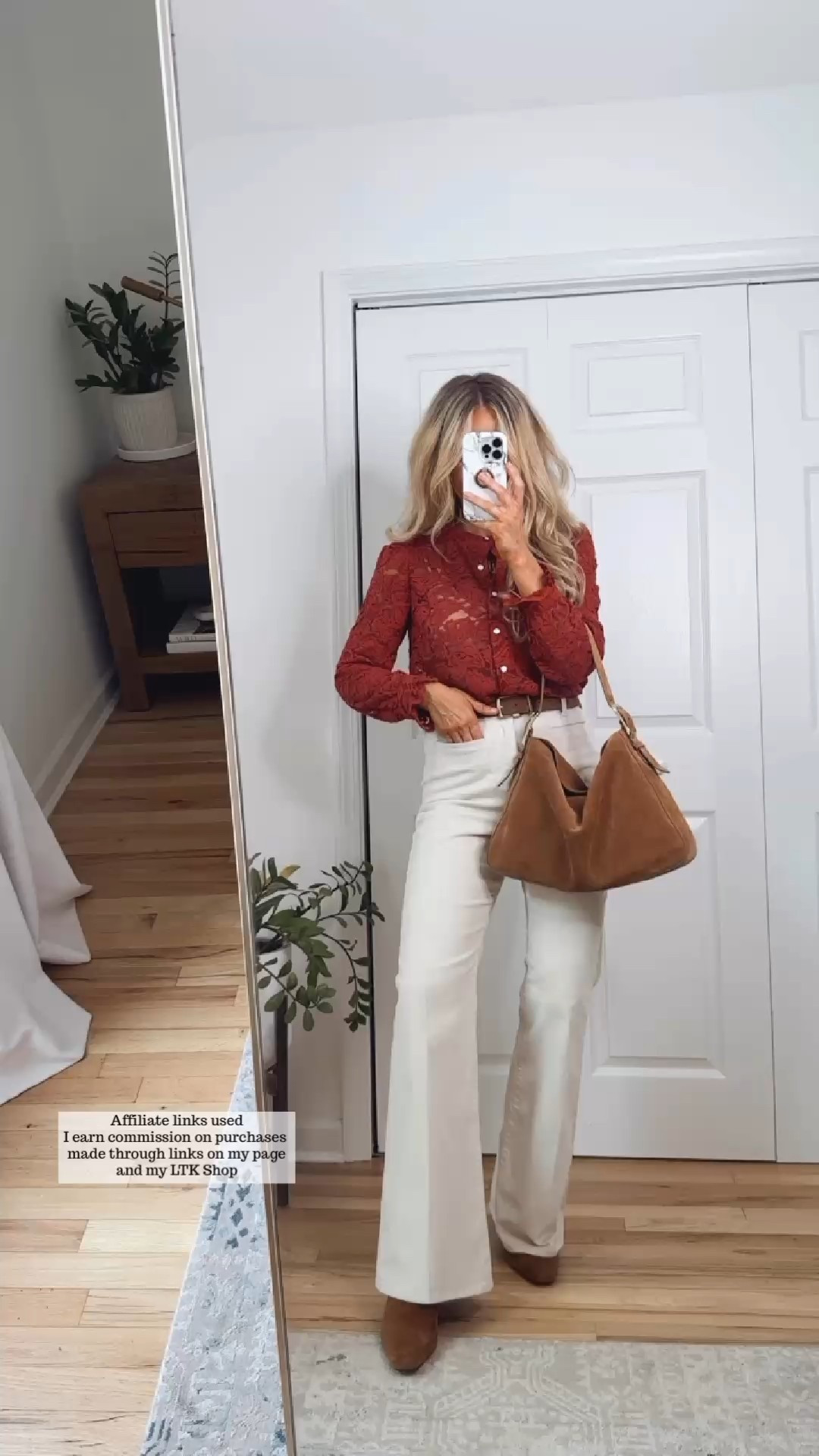Early fall outfit inspo

Berry red lace top
Off white corduroy pants flare leg
Oversized suede bag
Ankle boots low heel 