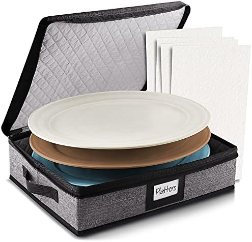 Platter Storage Case, Stackable China Storage Containers Hard Shell, Quilted Dish Storage Contain... | Amazon (US)