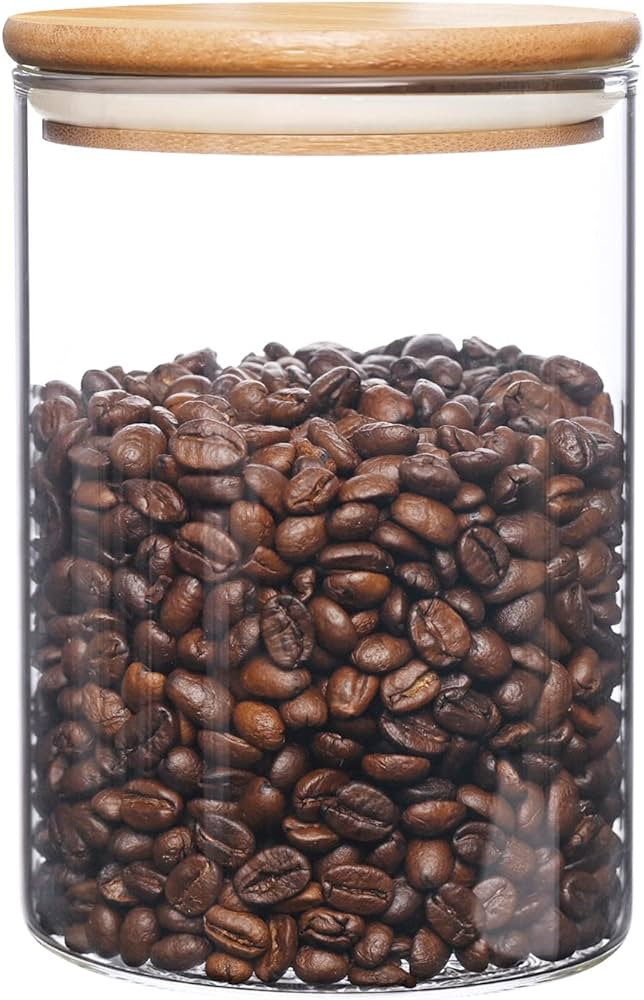 Glass Food Storage Containers with Bamboo Lids Large Glass Food Storage Jars for Coffee Bar Tea S... | Amazon (US)