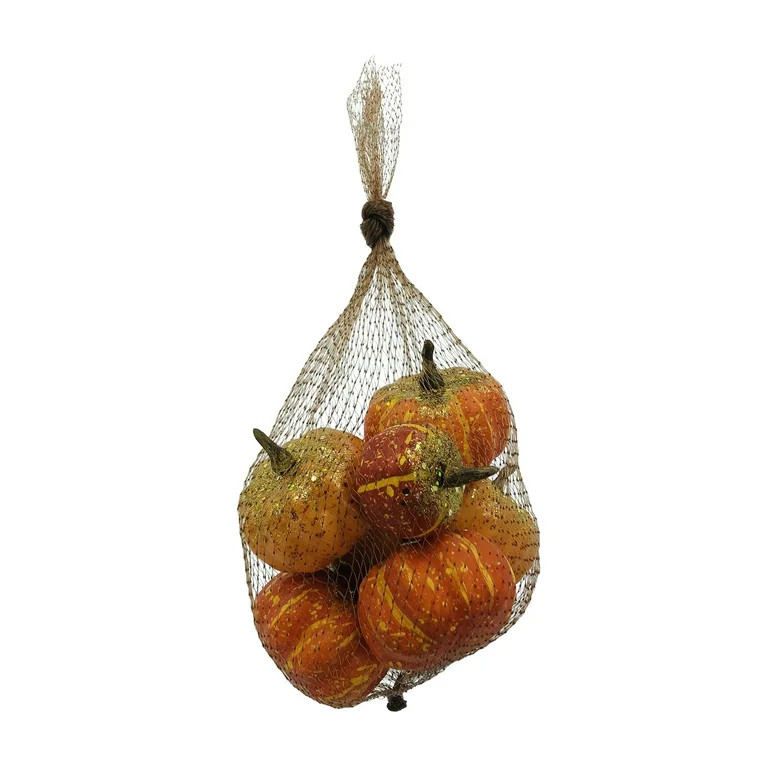 Harvest CT8 1.5 in Red/Orange Foam Pumpkins Mesh Bag, Table Decoration, Way to Celebrate - Walmar... | Walmart (US)