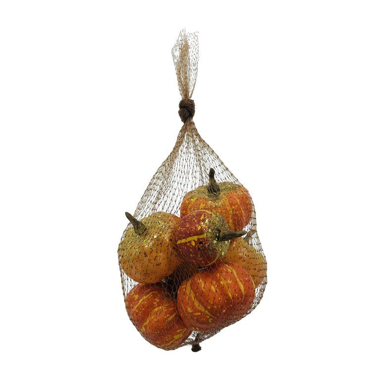 Harvest CT8 1.5 in Red/Orange Foam Pumpkins Mesh Bag, Table Decoration, Way to Celebrate | Walmart (US)