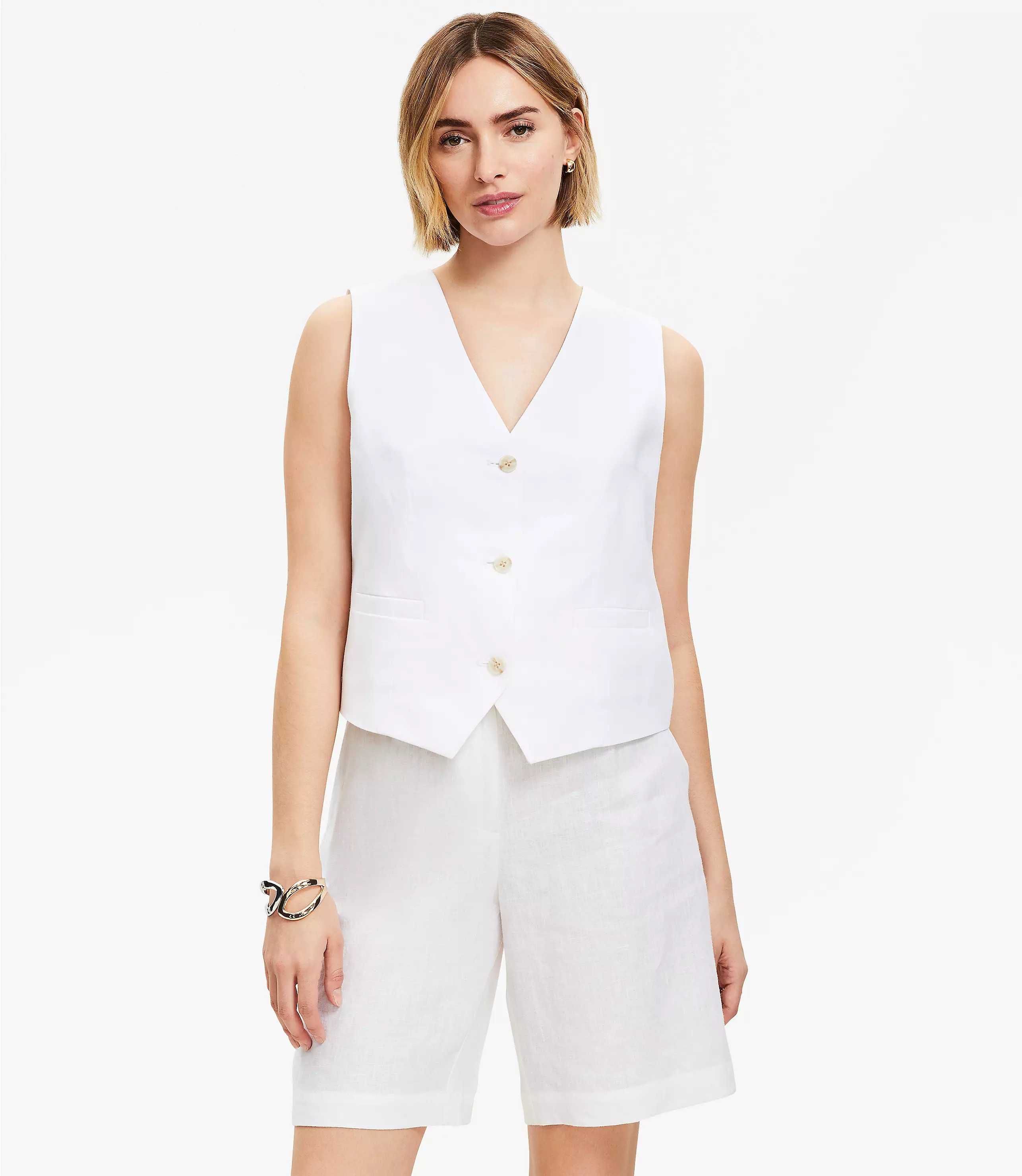 Linen Cotton Pocket Vest | LOFT