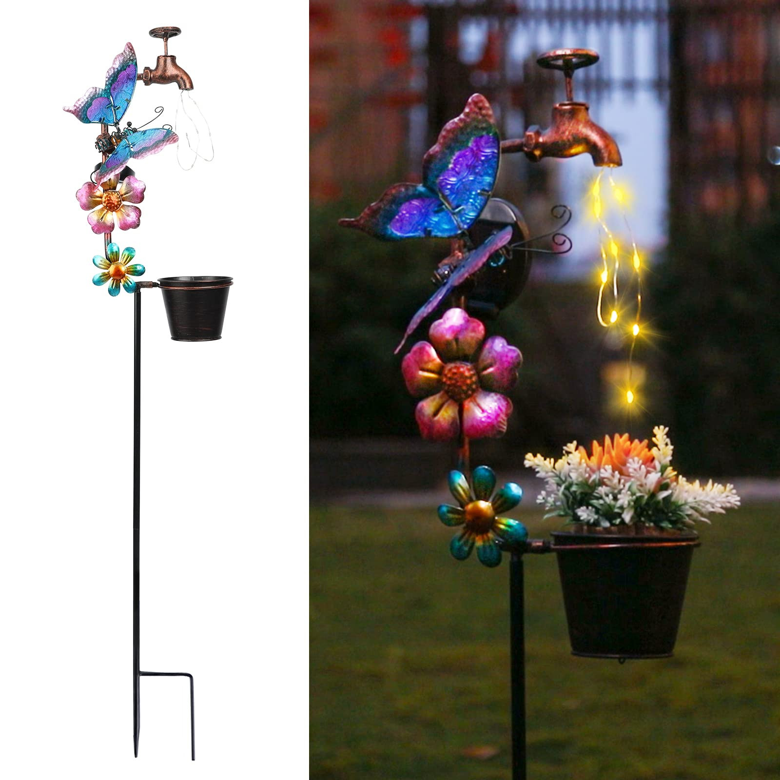 Afirst Solar Outdoor Decorative Butterfly Lights - Faucet Shaped Twinkling Light Garden Stake Dec... | Amazon (US)