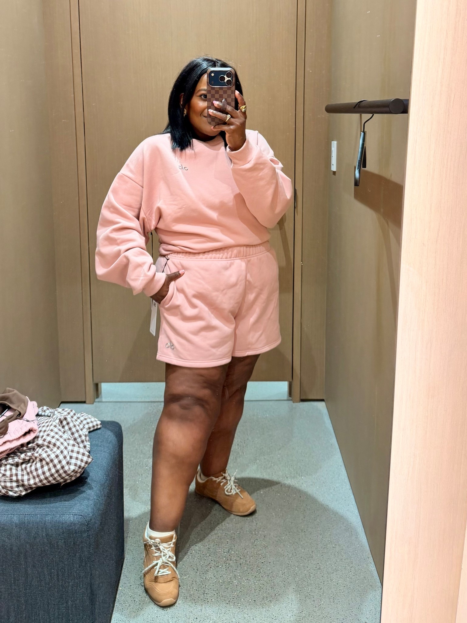 Loving the new vintage pink color from @Alo Yoga - wearing a large in shorts and sweatshirt. 

#LTKActive #LTKPetite #LTKdayinmylife