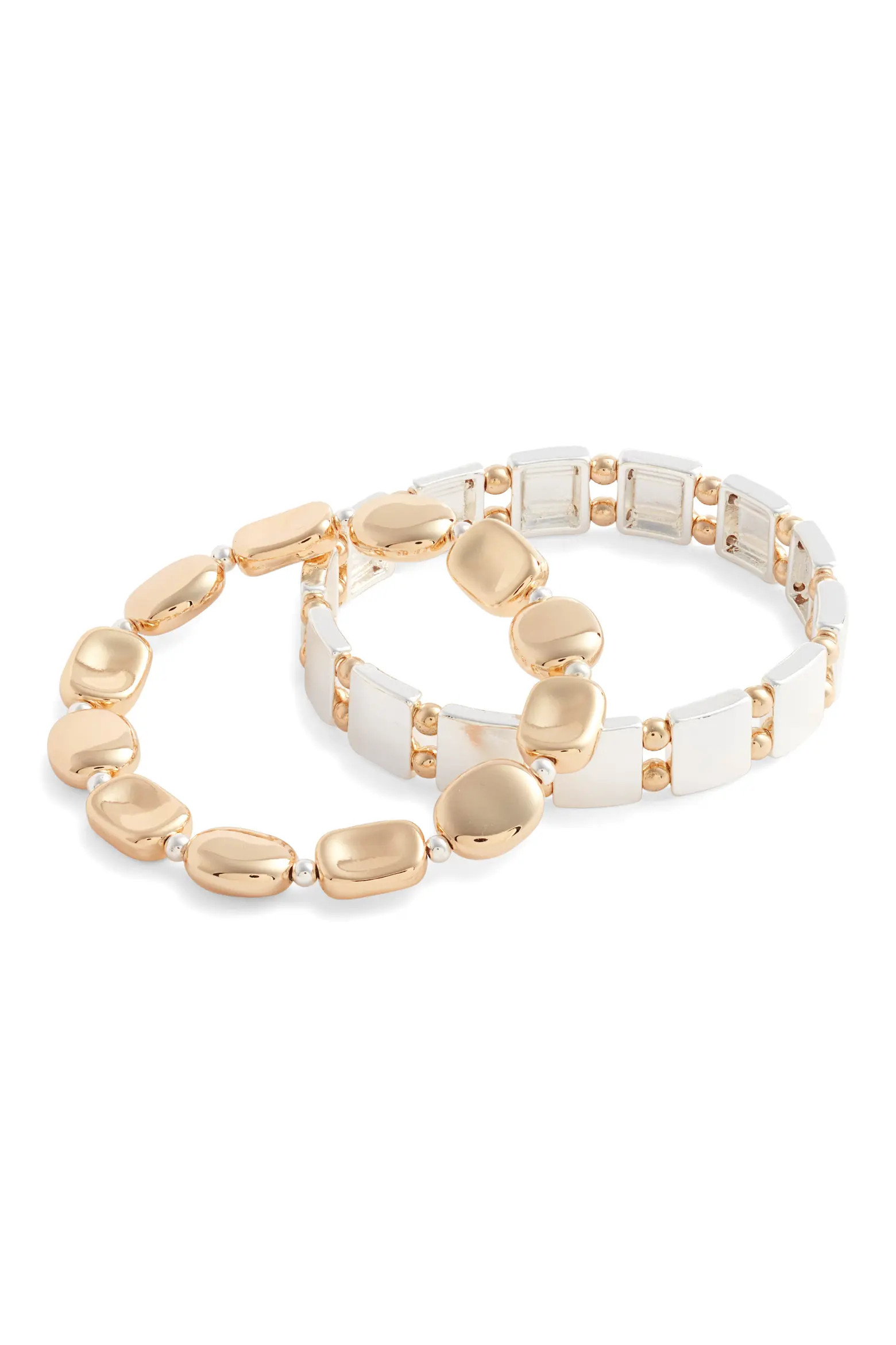 Nordstrom Set of 2 Two-Tone Beaded Stretch Bracelets (Women) | Nordstrom | Nordstrom