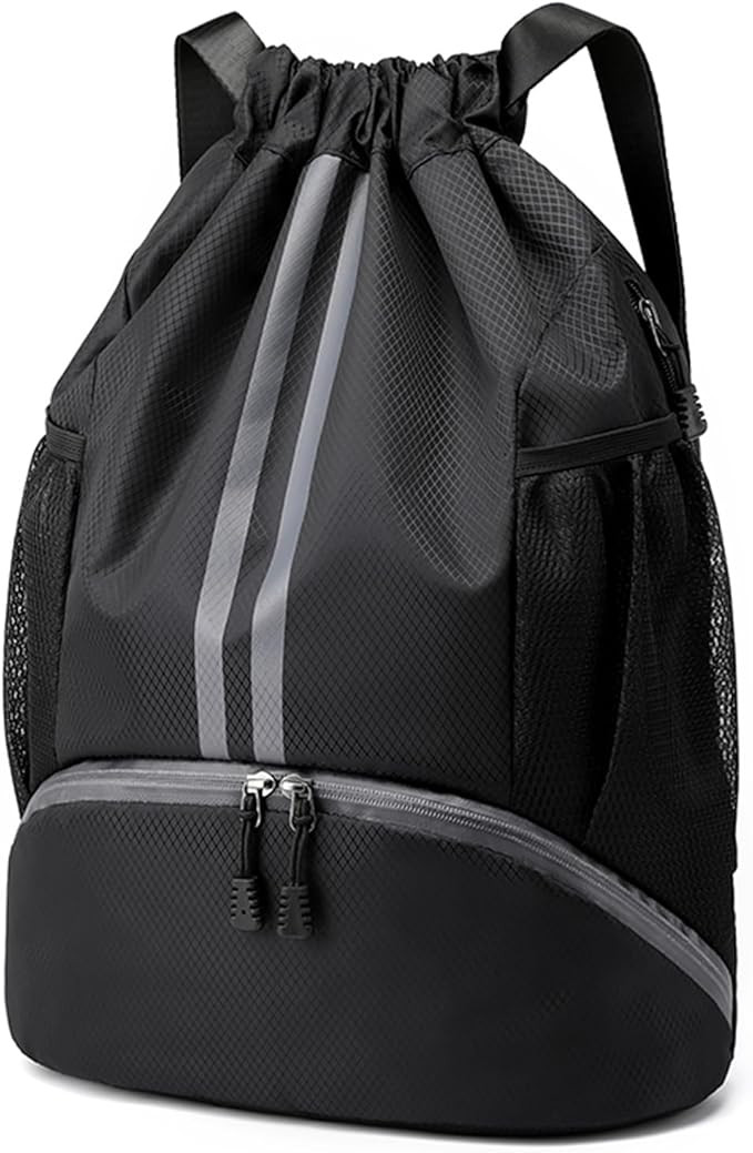Hoedia Sports Drawstring Backpack - String Swim Gym Bag with Shoes Compartment and Wet Proof Pock... | Amazon (US)