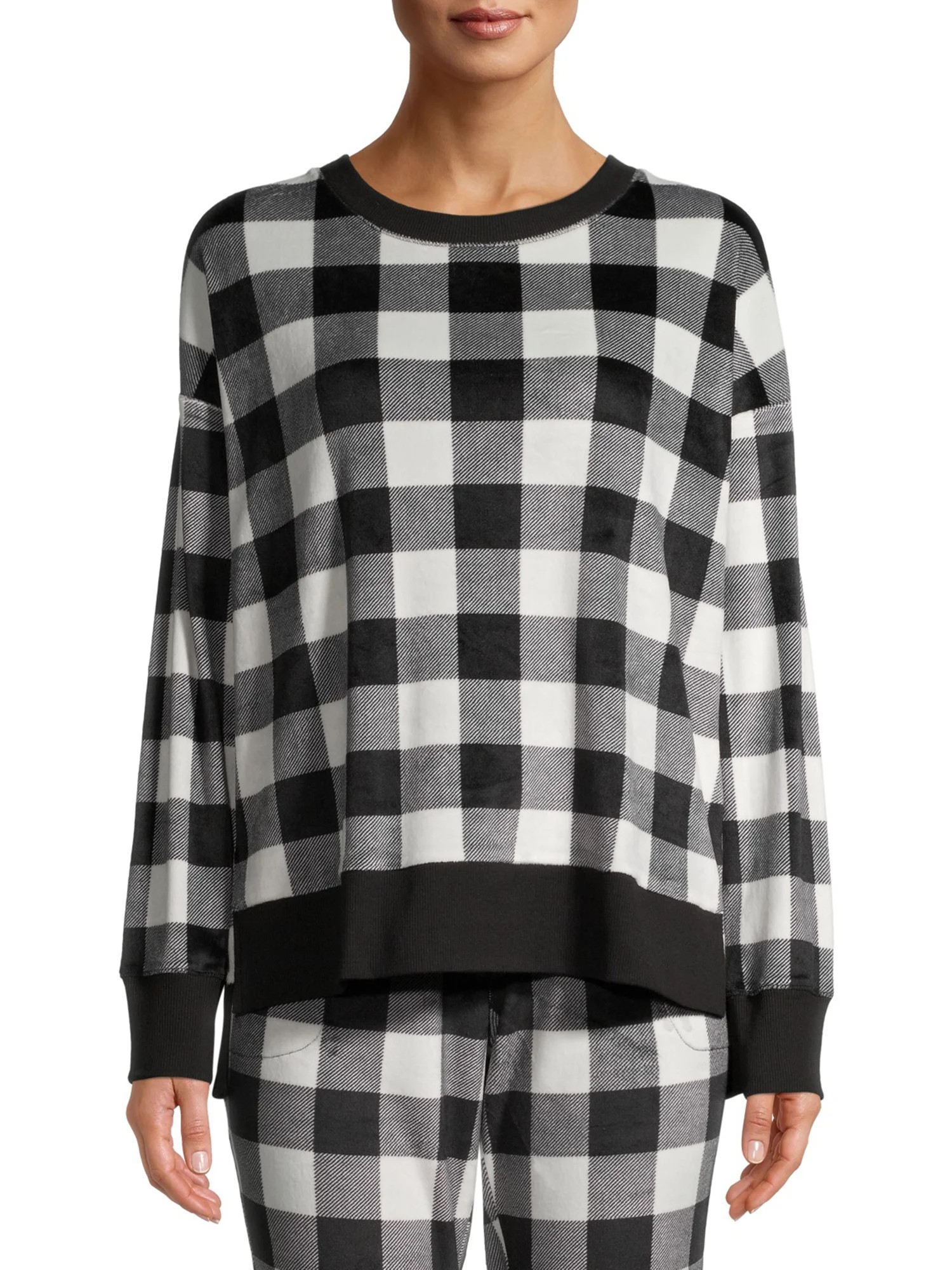 Secret Treasures Women's and Women's Plus Velour Long Sleeve Crew-Neck Top | Walmart (US)