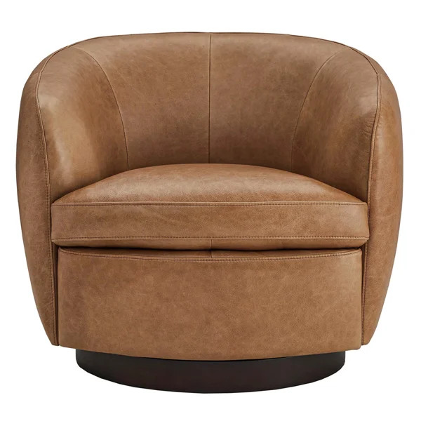 Marcy Leather Swivel Barrel Chair | Wayfair North America