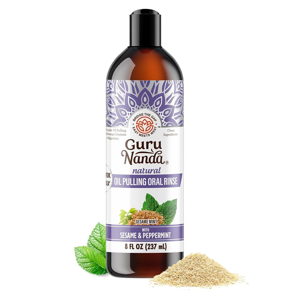 GuruNanda Sesame Mint Oil Pulling Mouthwash for Gentle & Natural Oral Care, Pure Sesame & Mint Ex... | Amazon (US)