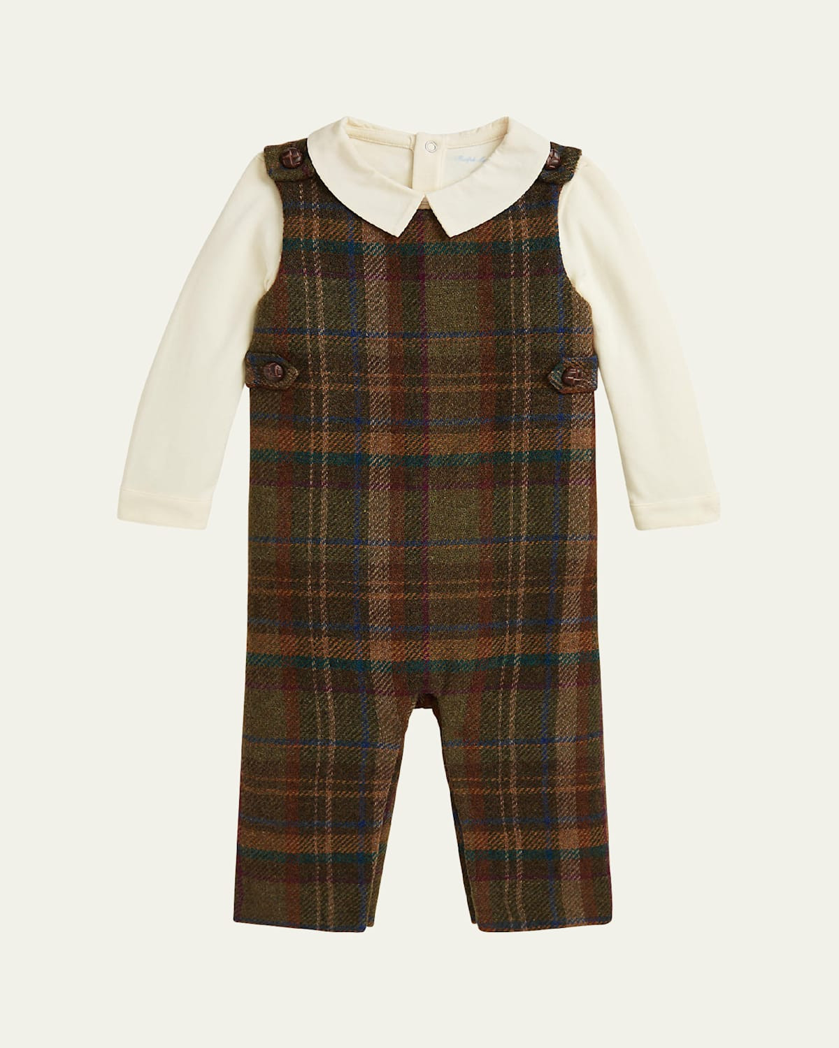 Boy's Tartan-Print Overall & Bodysuit Set, Size 9M-24M | Bergdorf Goodman