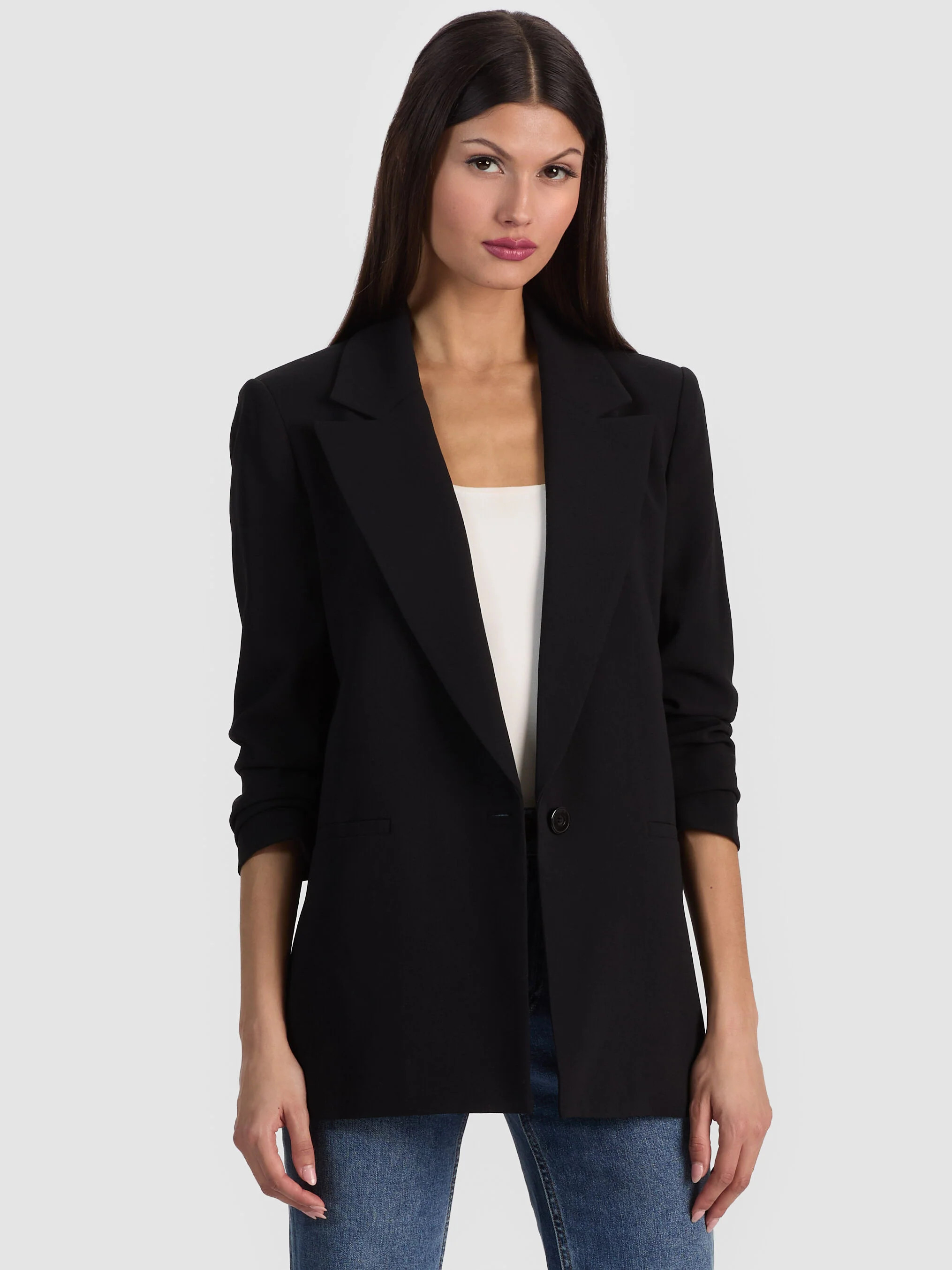 DENNY BOYFRIEND BLAZER in BLACK | ALICE + OLIVIA | Alice + Olivia