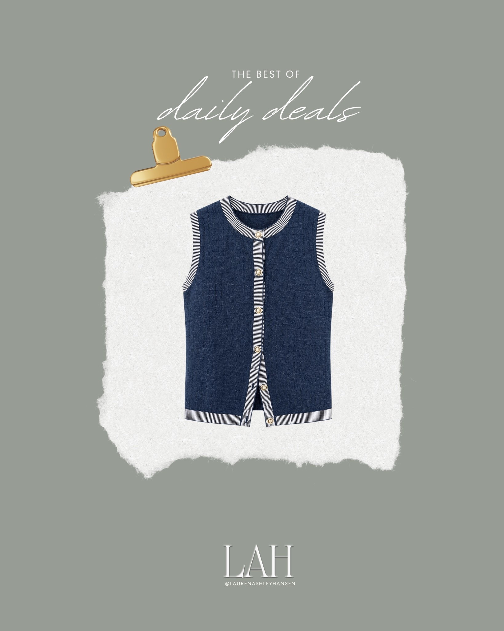 I’m loving this crewneck contrast trim button sweater vest! Pair it with trousers for work, denim shorts for casual days, or athleisure shorts for cozy home days. Love! 

#LTKootd #LTKgrwm #LTKSaleAlert