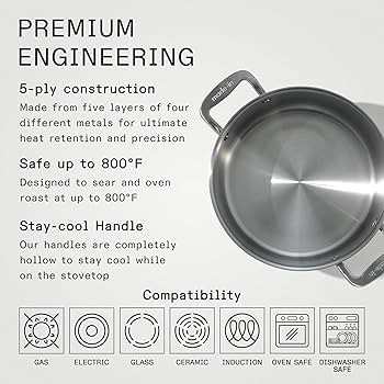 Made In Cookware - 8 Quart Stainless Steel Stock Pot With Lid - 5 Ply Stainless Clad - Profession... | Amazon (US)