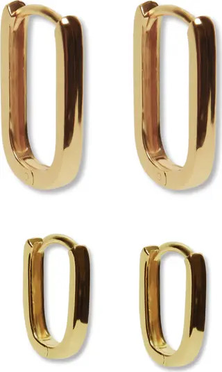 Set of Two Oblong Hoop Earrings | Nordstrom