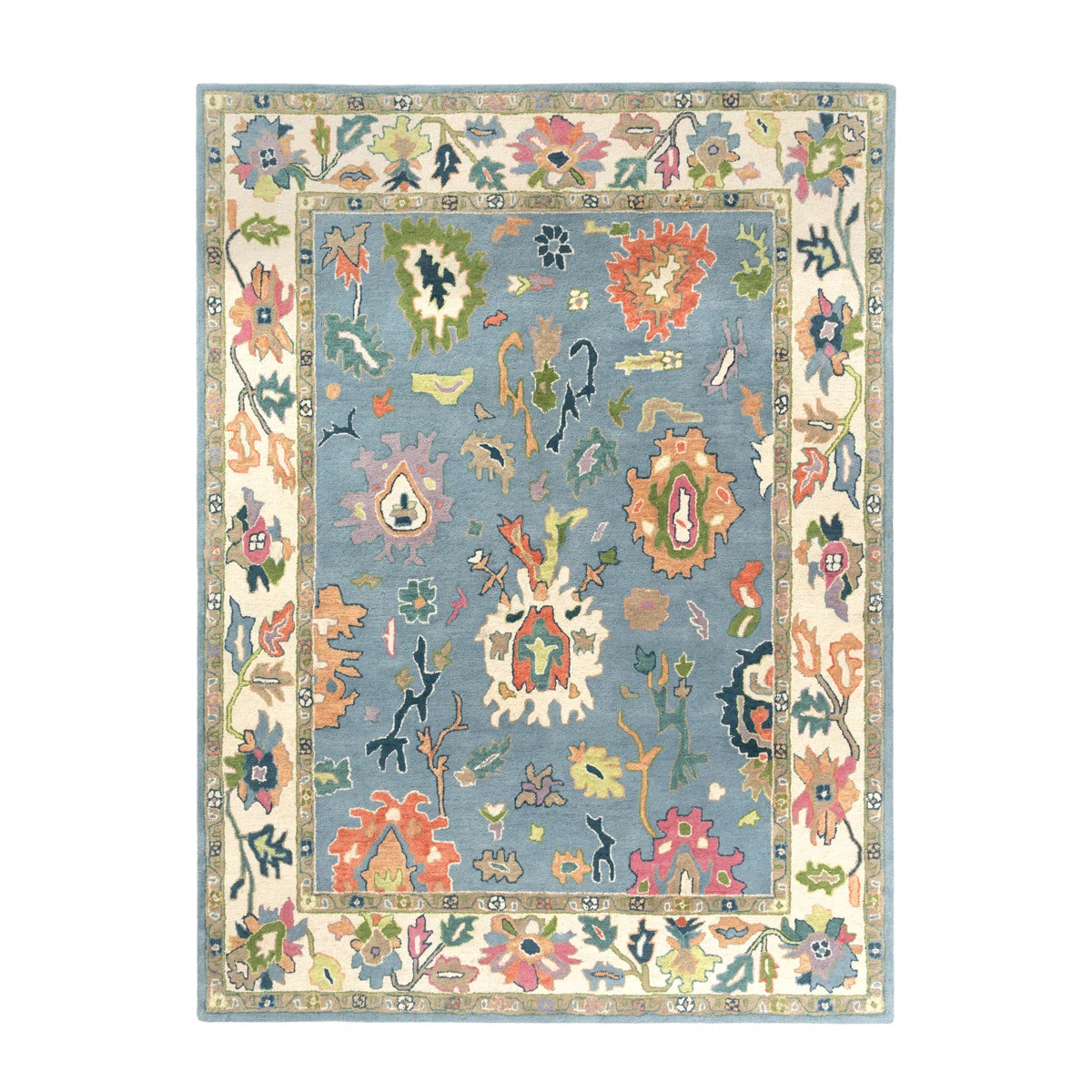 Aitana Vintage Floral Hand-Tufted New Zealand Wool Blend Indoor Area Rug | Wayfair North America
