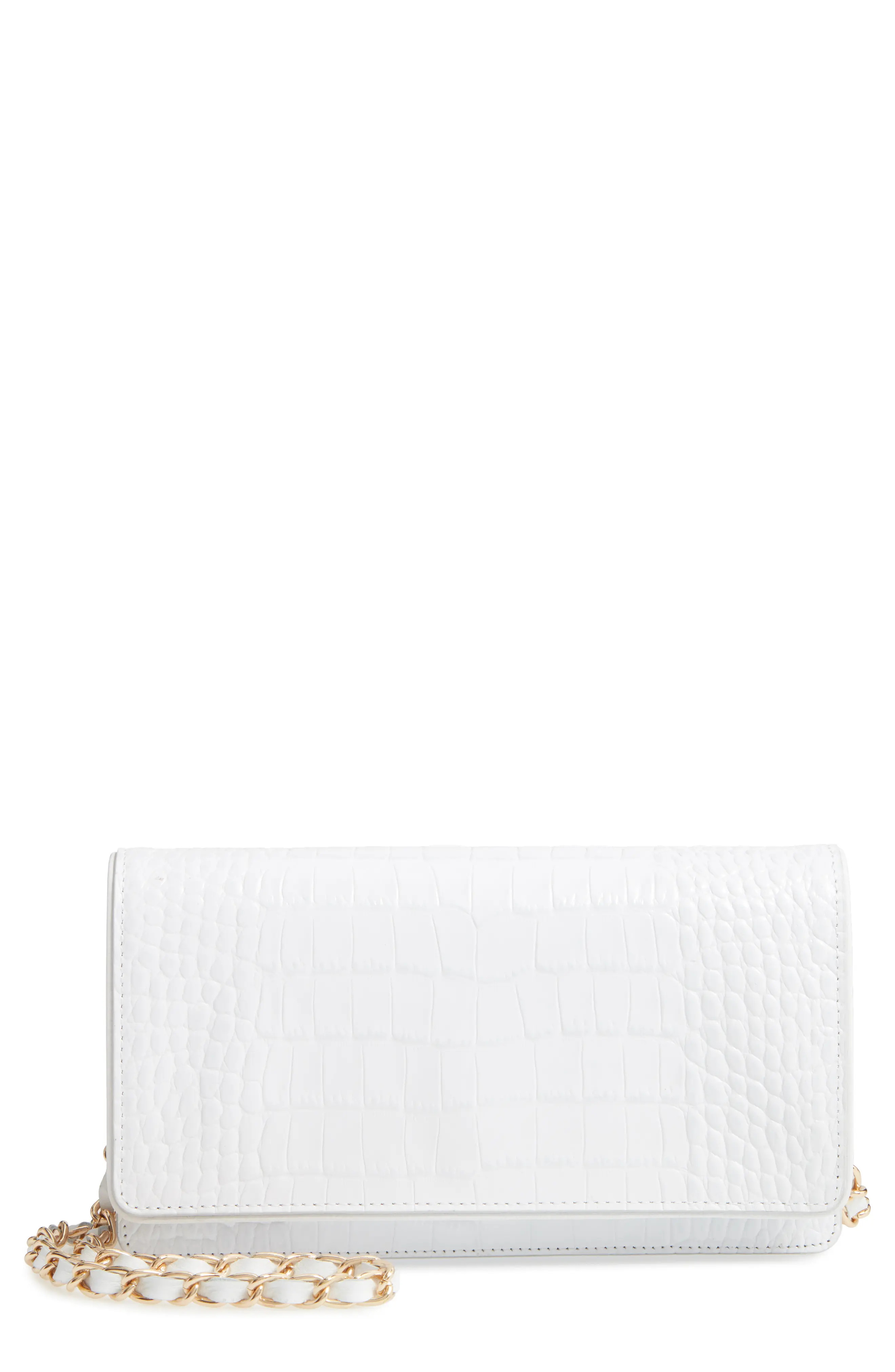 Nordstrom Sandra Leather Clutch - White | Nordstrom