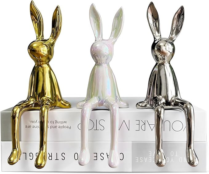 Jubiluxor 3-Piece Rabbit Decor Sculptures - Home, Office, Living Room, Bedroom - Accents, Decorat... | Amazon (US)