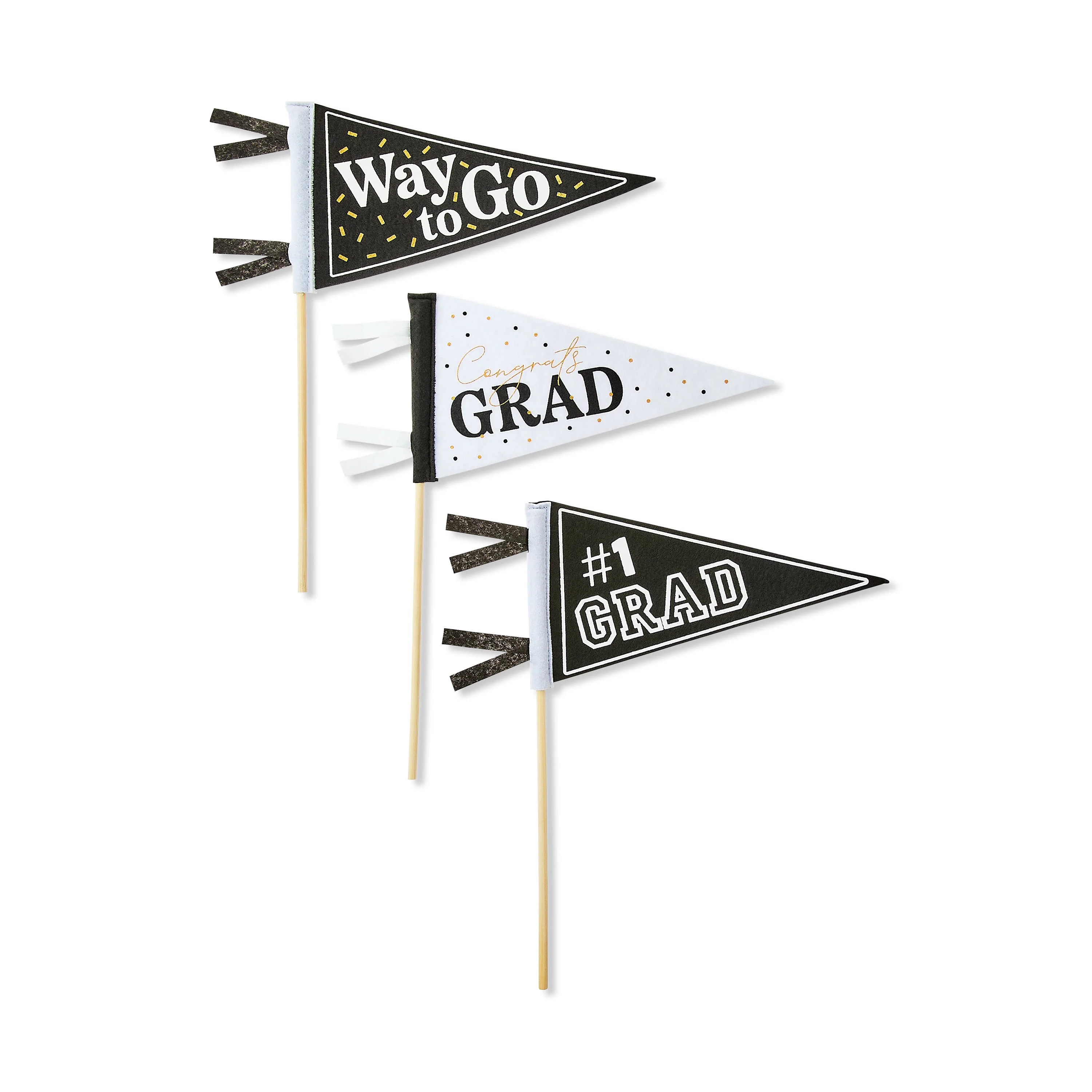 Graduation White and Black 2025 Pennants, 11" x 12", 3 Pieces, by Way To Celebrate | Walmart (US)