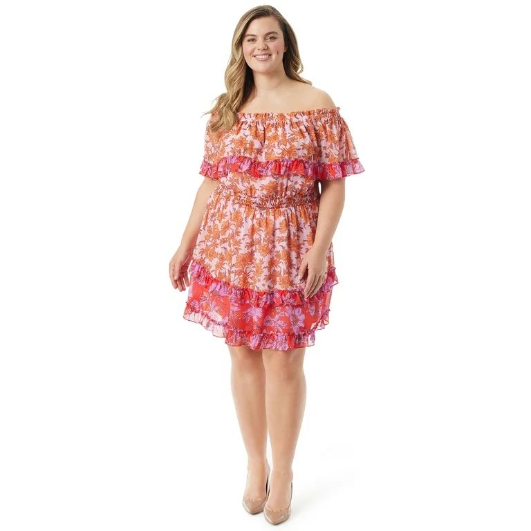 Jessica Simpson Women's and Women's Plus Amelia Ruffle Short Dress - Walmart.com | Walmart (US)