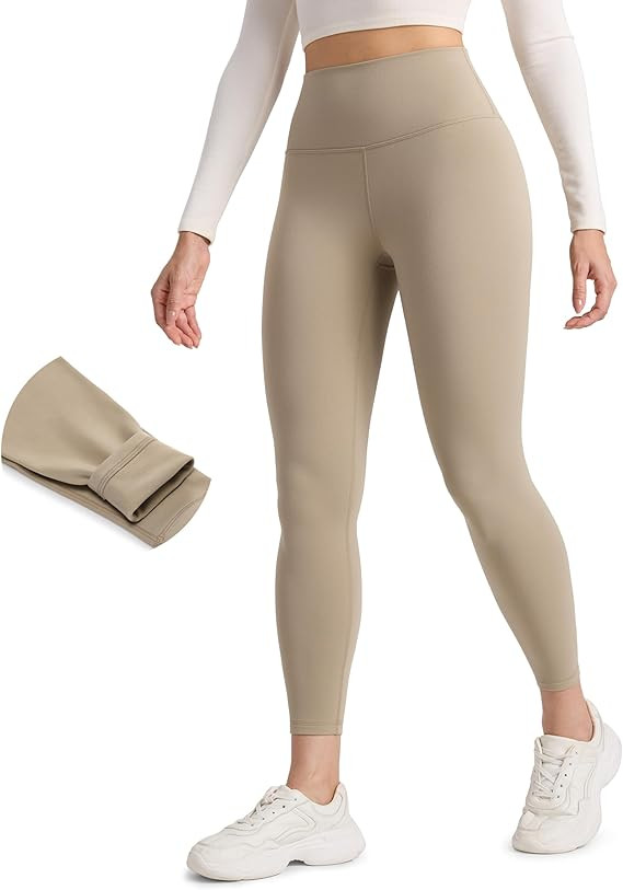 CRZ YOGA Matte Fleece Lined Leggings 25'' - Thermal Casual Lounge Workout Womens Yoga High Waiste... | Amazon (US)