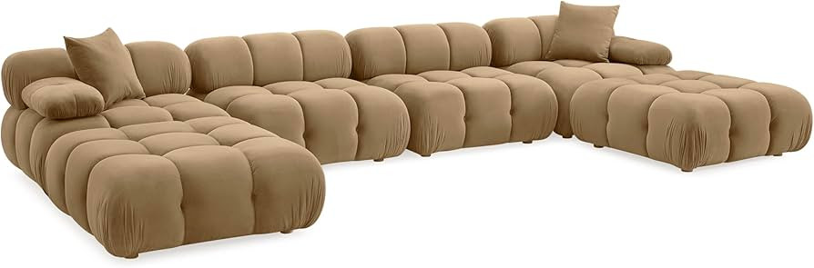Tov Furniture Calliope Cafe Au Lait Performance Velvet 6-Piece Modular U-Sectional (Velvet, Brown... | Amazon (US)