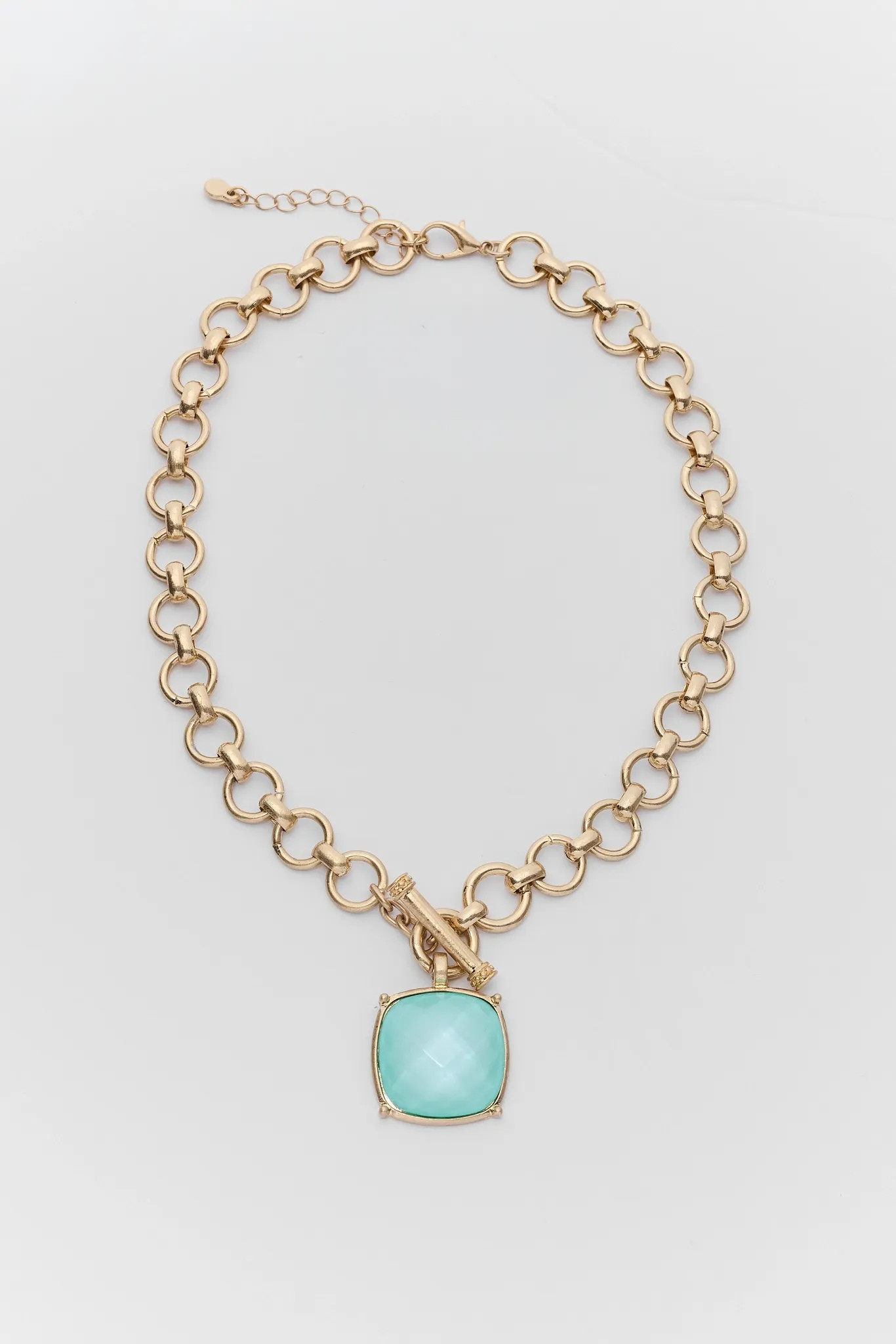 Gold Faceted Stone Toggle Necklace | Avara