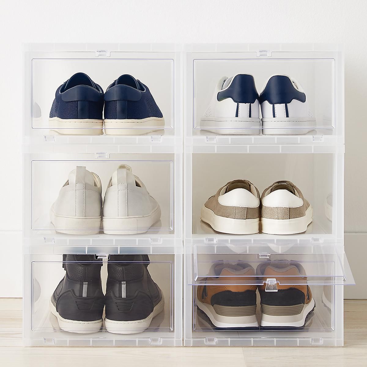 Best Value Case of 6 Large Drop-Front Shoe Box Translucent | The Container Store