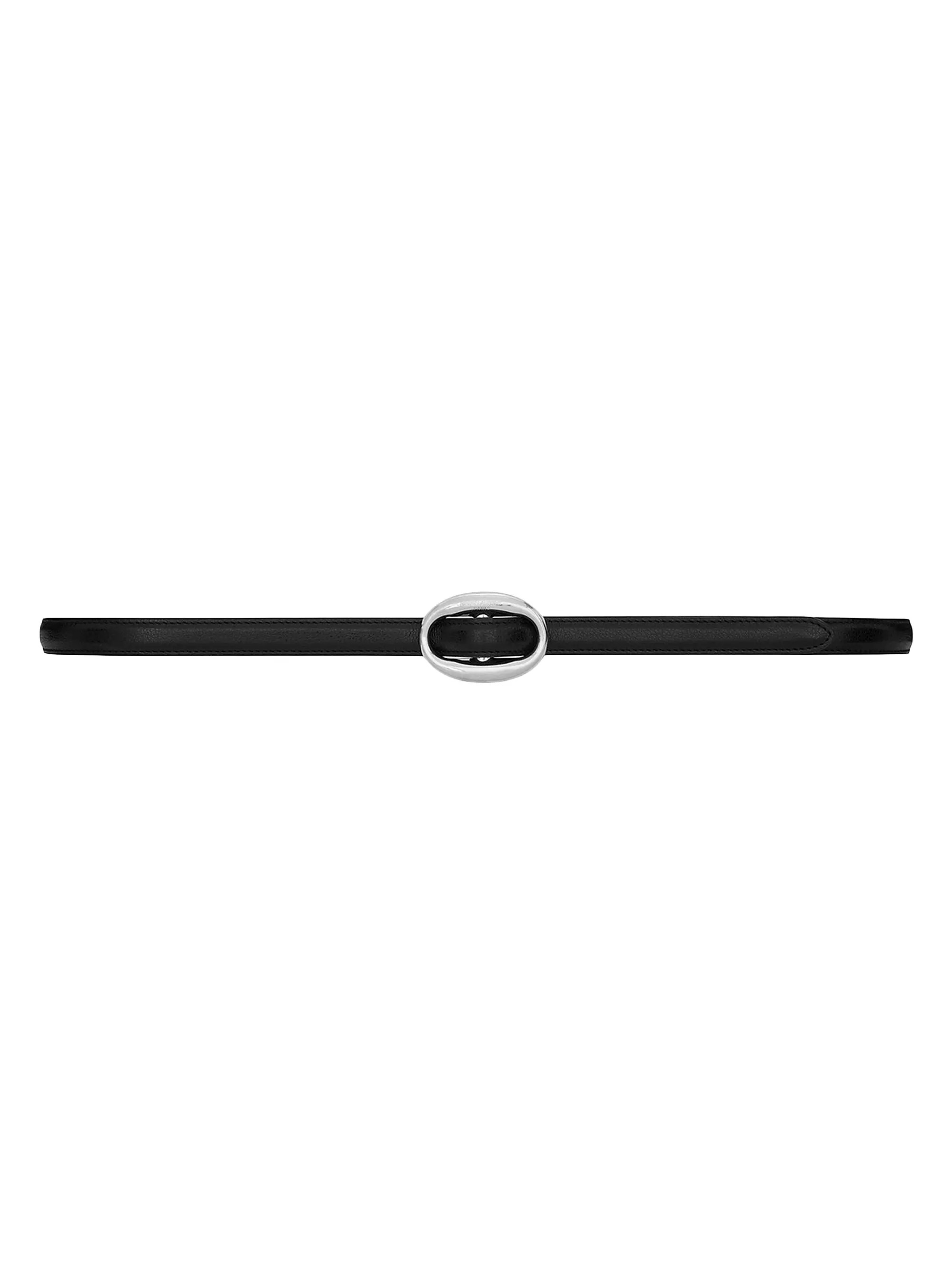 Oval Buckle Thin Belt In Smooth Leather | Saks Fifth Avenue