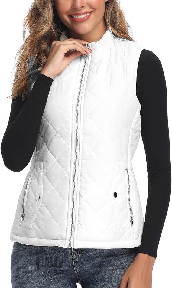 Argstar Women's Vest, Quilted Lightweight Zip Pockets Padded Gilet (XS-2XL) | Amazon (US)