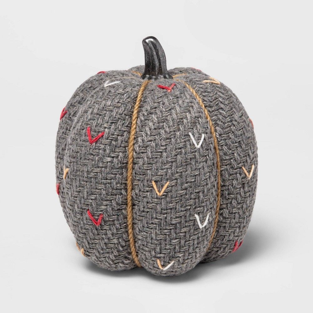 Halloween Large Tweed with Stitch Fabric Harvest Pumpkin (with Gray Contrast Jute Base) - Spritz | Target