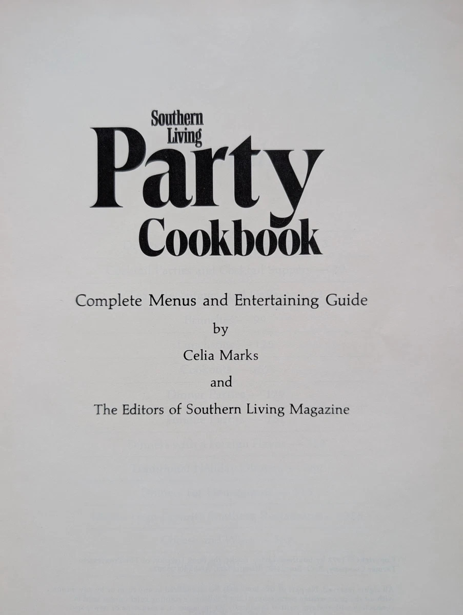 Southern Living Party Cookbook Celia Marks 1972, 1st Prt Southern Living Books | eBay US