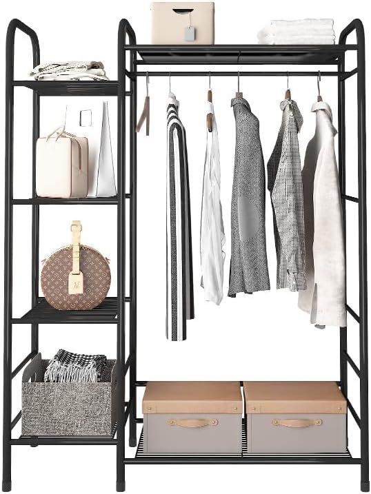 Nyehiret Metal Free-Standing Garment Rack，Storage Organizer for Bedroom Clothes Garment Rack wi... | Amazon (US)