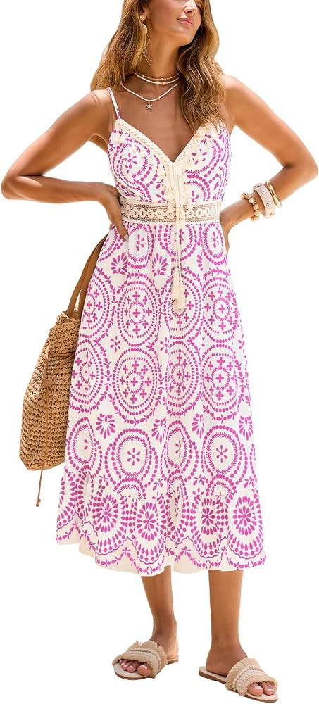CUPSHE Women Summer Midi Dresses 2026 Boho Sleeveless Sundress | Amazon (US)