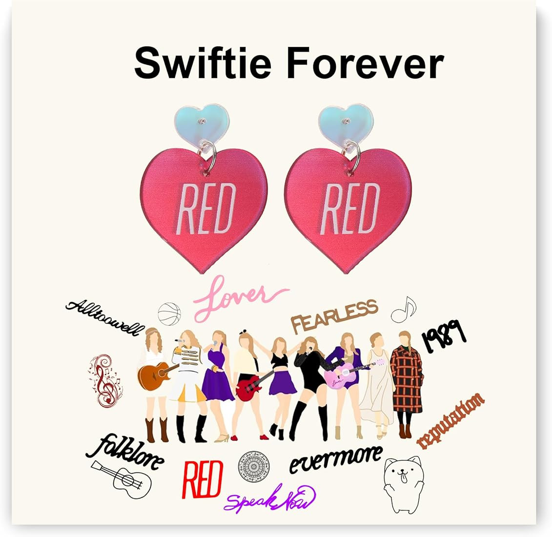 RWQIAN TS Earrings for Women,Fashion Singer Earrings Jewery，Album Song Title Taylor Concert Gif... | Amazon (US)