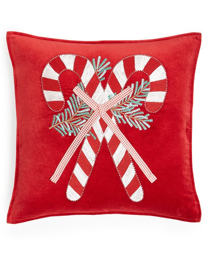 Martha Stewart Collection Candy Cane Decorative Pillow, 18 | Macys (US)