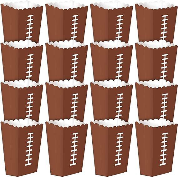 Football Party Large Snack & Popcorn Boxes, 7 1/2"H x 3 1/2"W x 2 1/4"D (Serves 16) | Amazon (US)