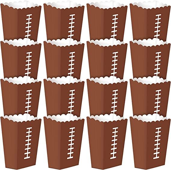 Football Party Large Snack & Popcorn Boxes, 7 1/2"H x 3 1/2"W x 2 1/4"D (Serves 16) | Amazon (US)