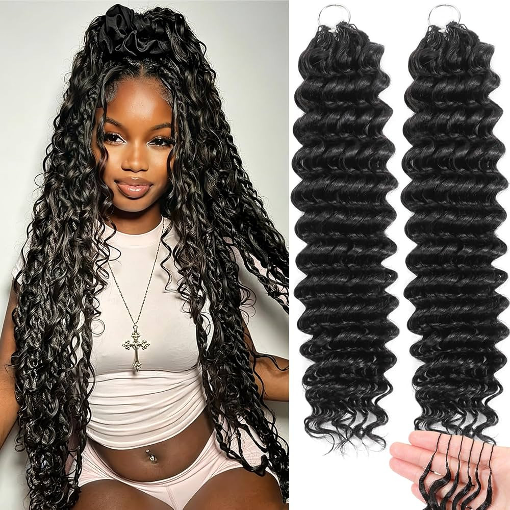 Human Crochet Hair for Black Women 2 Pack 16 Inch Feather Crochet Hair Pre-Separated Deep Wave Mi... | Amazon (US)
