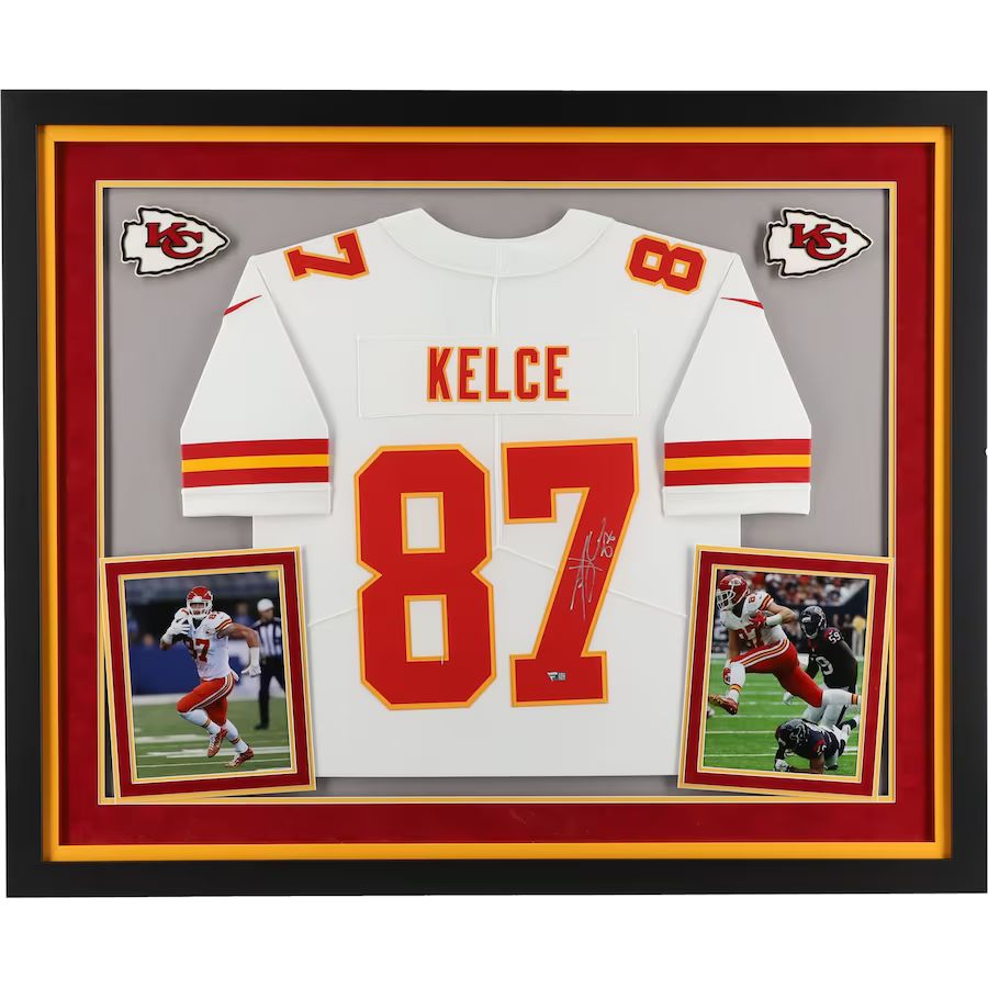 Travis Kelce Kansas City Chiefs Fanatics Authentic Deluxe Framed Autographed White Nike Limited J... | Fanatics